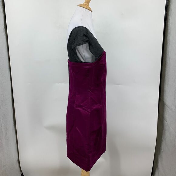 Tory Burch Sheath Dress Womens 10 Purple Corset Silk Zip Up Lined Sheer Contrast - Picture 5 of 16